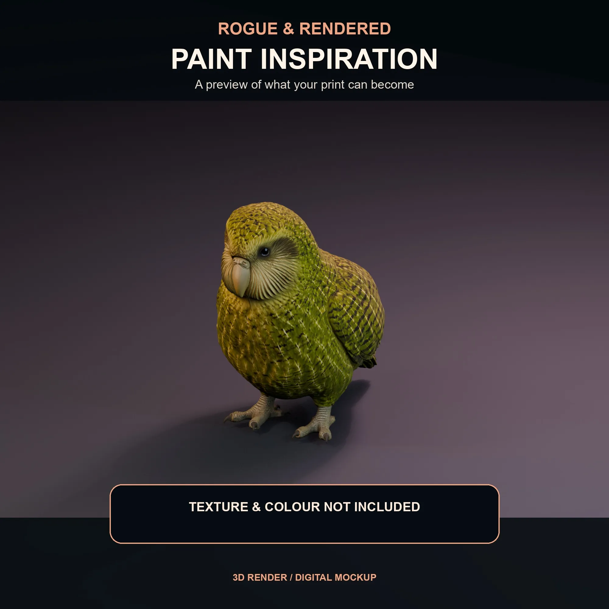 Textured inspiration render of the kākāpō model.