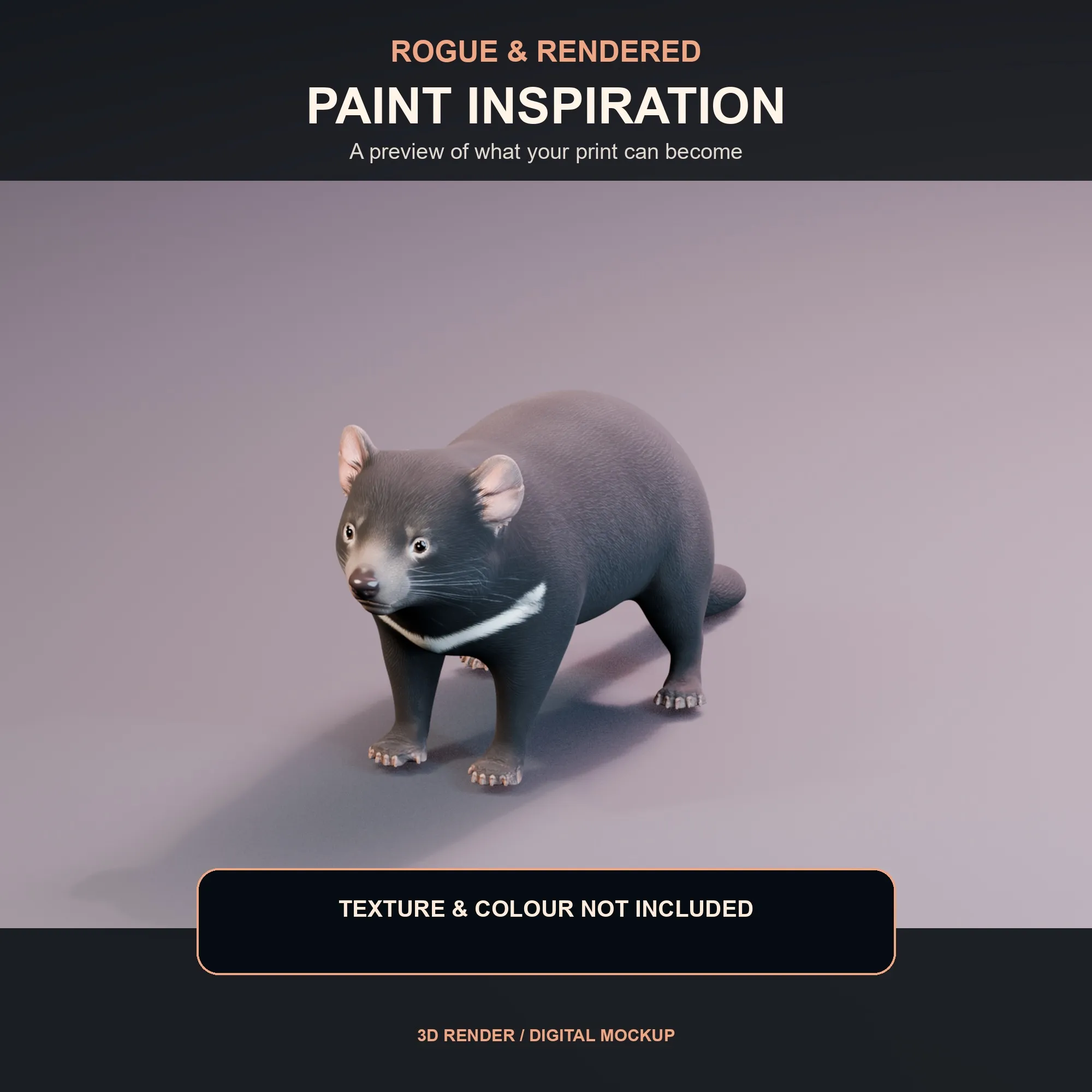 Textured inspiration render of the Tasmanian devil model.