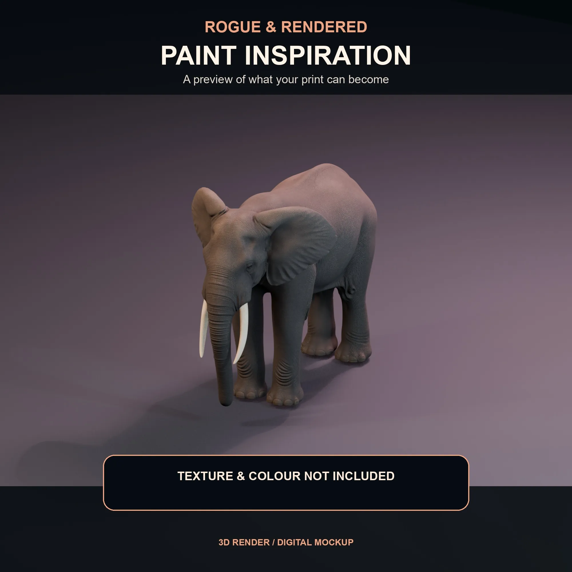 Textured inspiration render of the African forest elephant model.