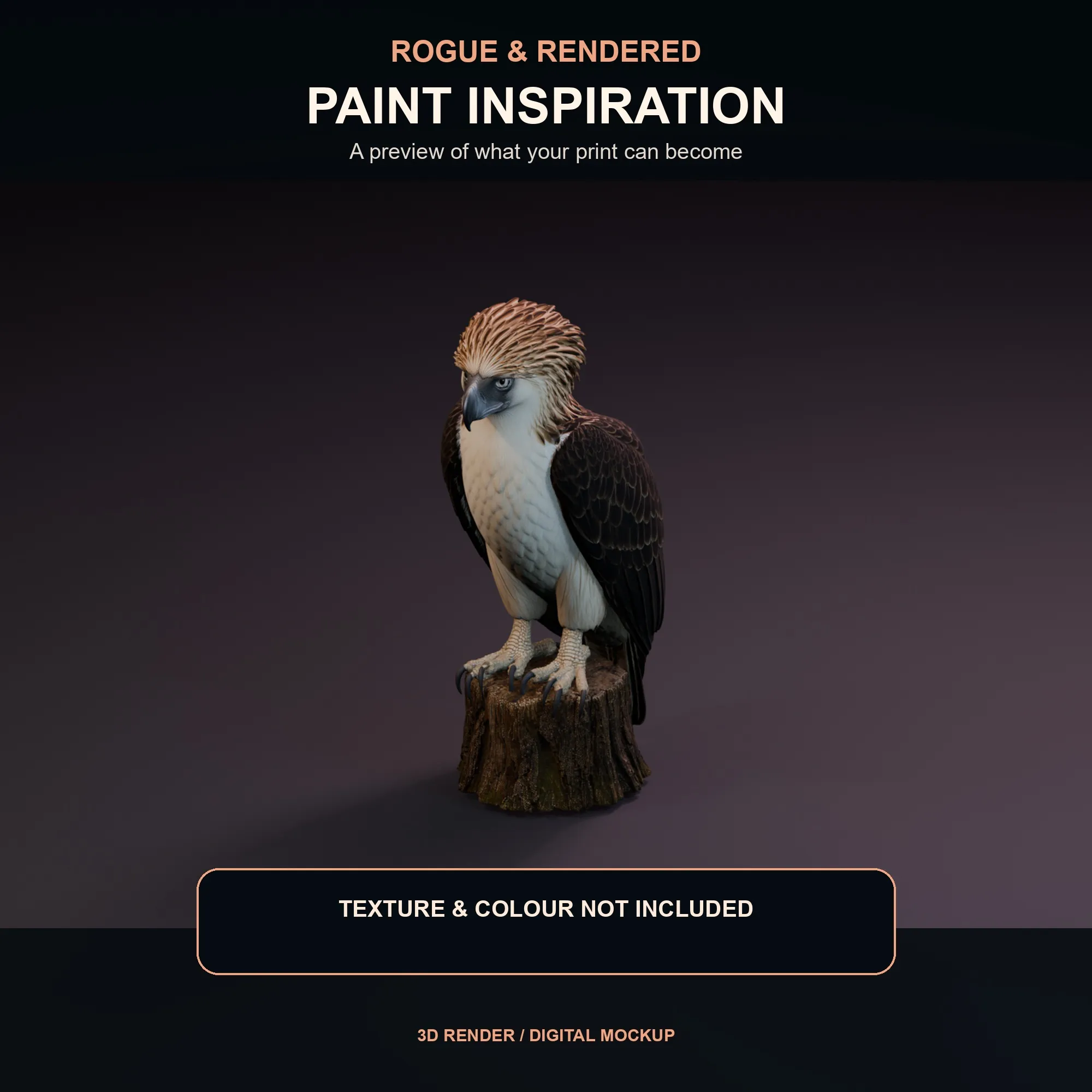 Textured inspiration render of the Philippine eagle model.