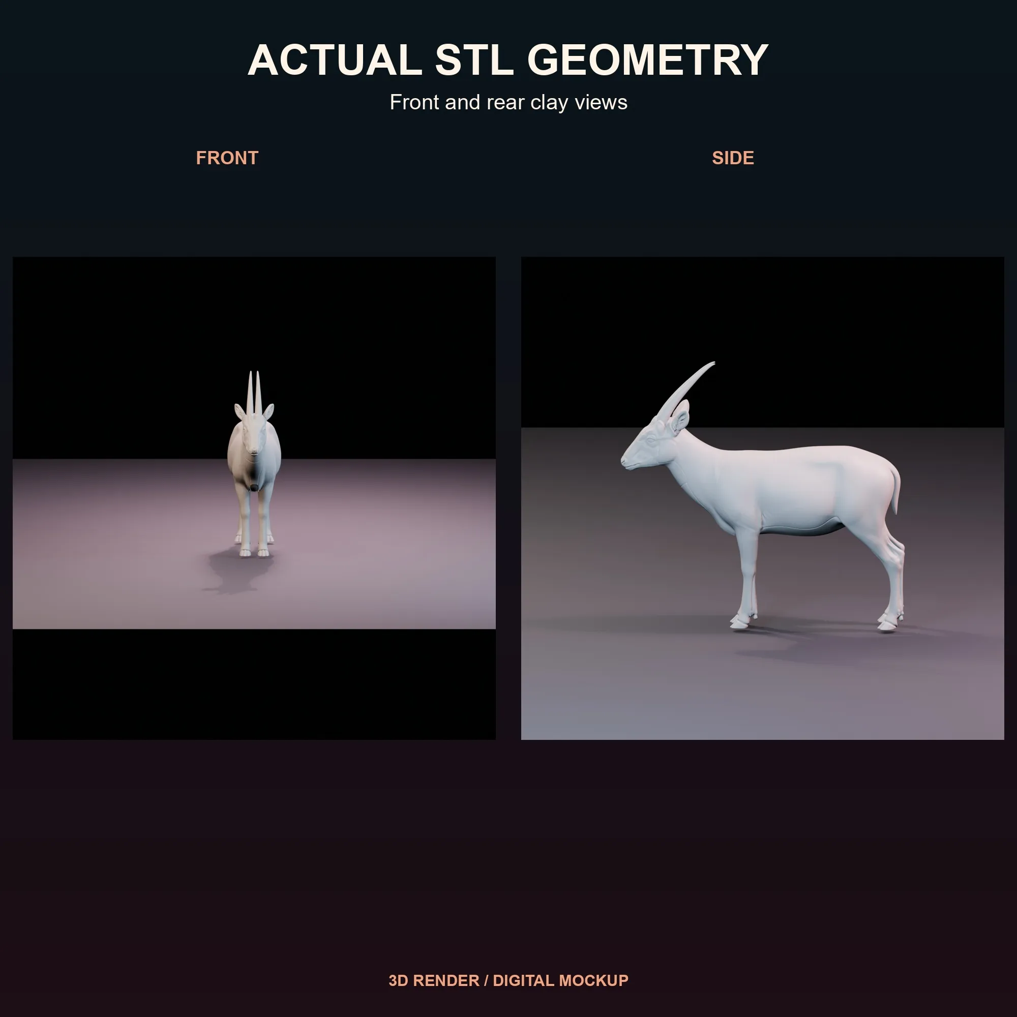 Untextured view showing the actual Saola STL geometry.