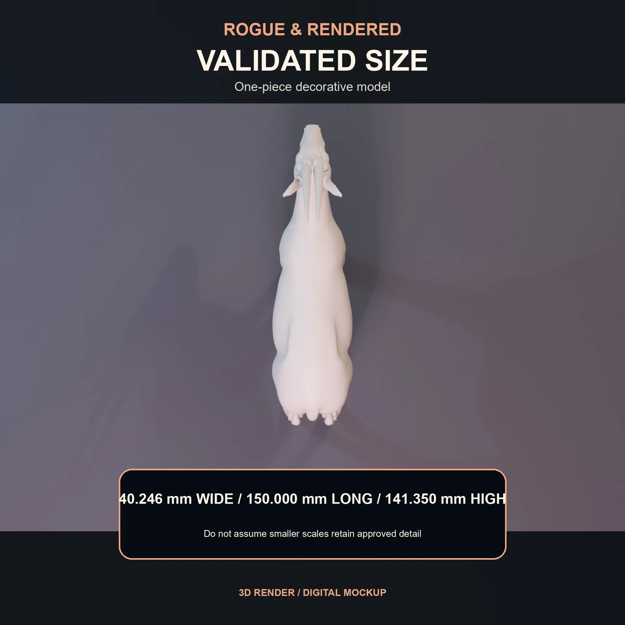 Dimension graphic for the Saola model showing 40.246 by 150 by 141.35 millimetres.