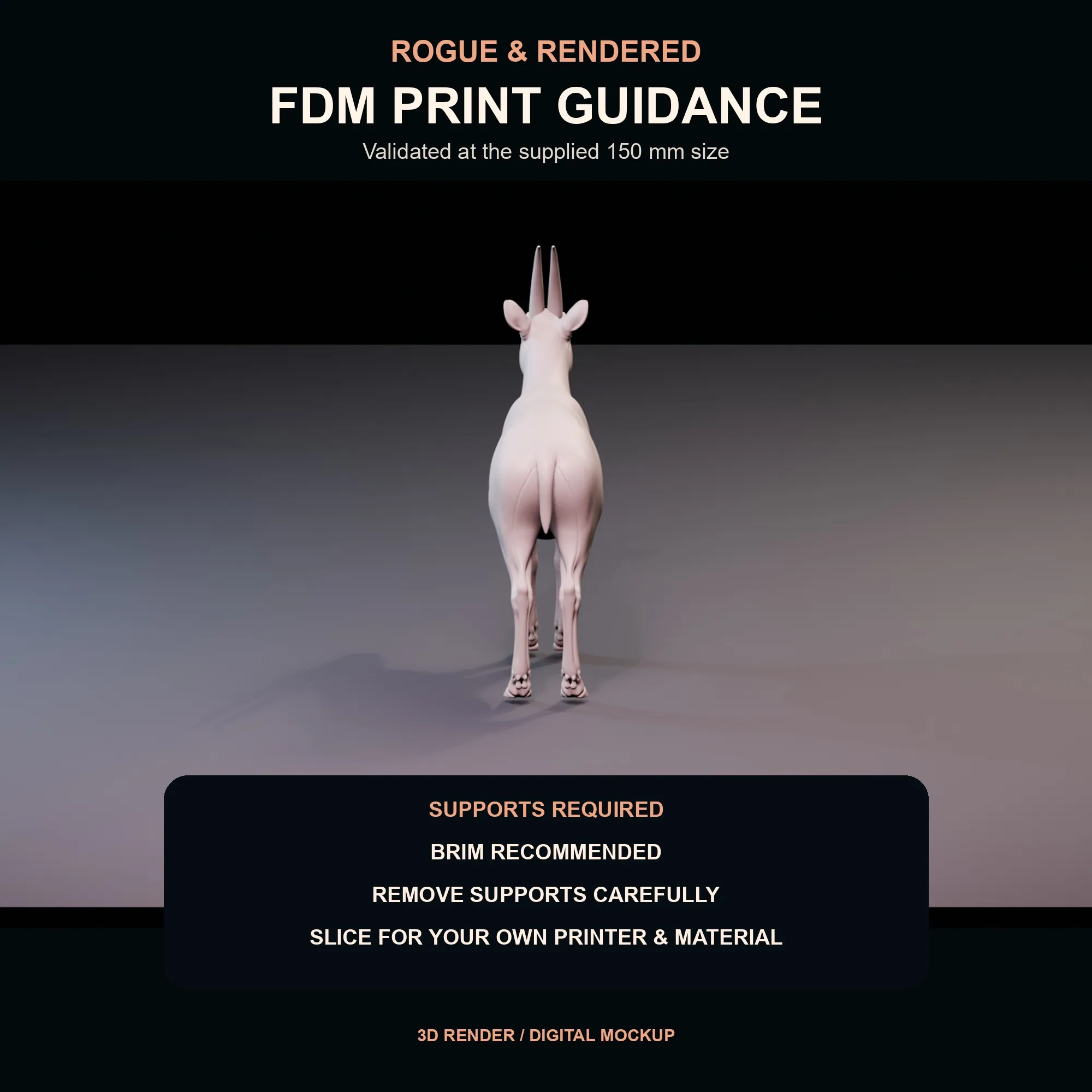 Print guidance graphic for supports and brim preparation of the Saola STL.