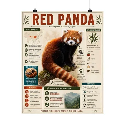 Red panda infographic poster artwork